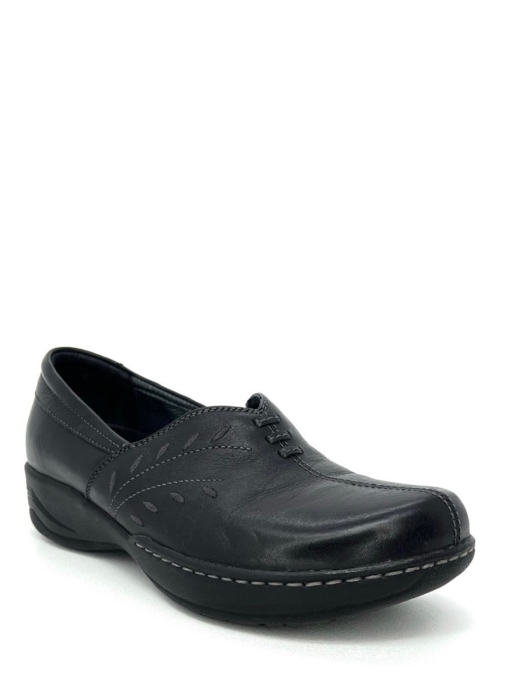 Dansko Abigail Black Leather Shoes Euro Size 41 = US 10.5-11 Embroidered Leaves